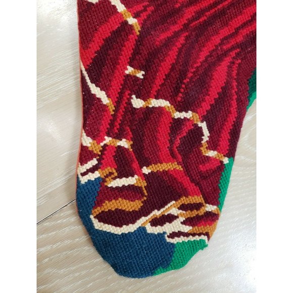 Vintage Blank Needlepoint Christmas Stocking Texturized Angel Playing Harp 21" - Picture 2 of 8